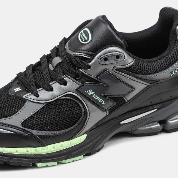 Кросівки NB New Balance 2002R Black Silver Green 09450-Чорний-36 фото
