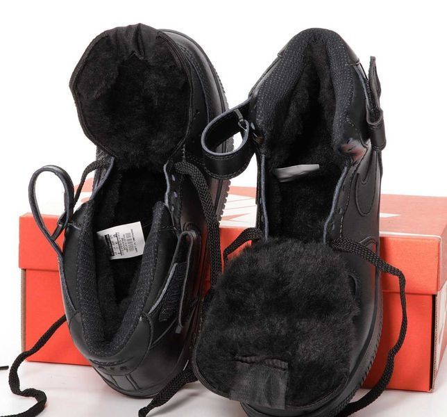 Кросівки Nike Air Force High Black Winter Fur (зимові) 01055-Чорний-45 фото
